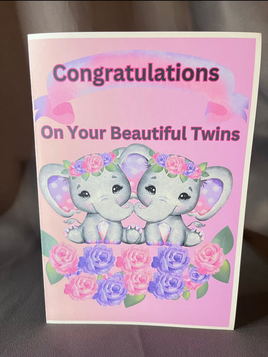 Twin Baby shower card